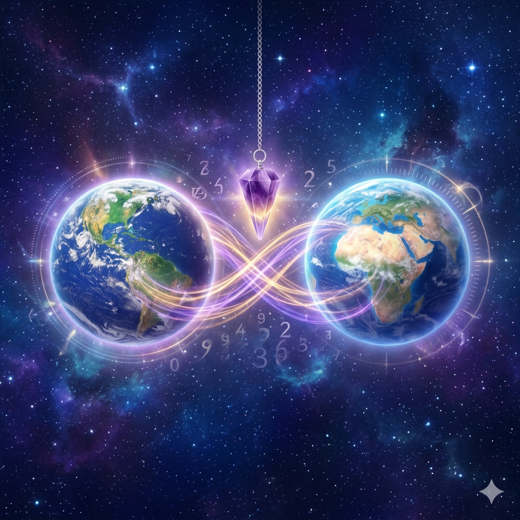 Two Earths connected by pendulum in cosmic space